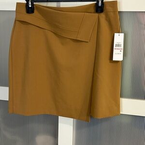 DKNY Wrap Skirt NWT Size 10 Petite Camel Lined Asymmetrical Office Chic